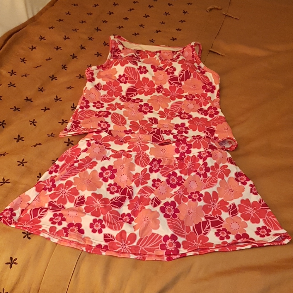 LL Bean pink tankini